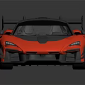 Sleek Red Sports Car with Black Roof Rear Wing and Aerodynamic Design