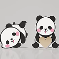 Panda Decorative Ornament Set With Lying Down Tongue Out And Sitting Holding Heart Figurines