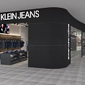 Clothing Store Interior With Hanging Clothes Folded Garments And Display Racks 3d model