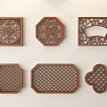 Lattice Carved Windows in Various Traditional Wooden Shapes with Intricate Decorative Patterns