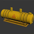Yellow Cylindrical Industrial Storage Tank With Warning Sign And Support Stand