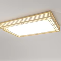 Modern Wooden Frame Ceiling Lights With Grid Design Rectangular And Round Shapes For Home Lighting 3d model