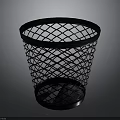 Black Metal Mesh Trash Can With Stylish Round Design For Home Interior