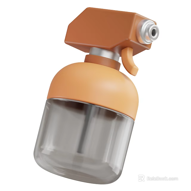 Household Cleaning Spray Bottle With Orange Transparent Design And Pump Handle 3d model 