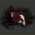 Game and Movie Character with Red Hair in Dark Layered Dress Veil Tulle Gothic Style