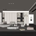 Modern Minimalist Restaurant Sofa Coffee Table Combination Island Table and Chair Combination Sofa Background Wall Large Flat Guest Restaurant 3d model