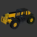 Yellow and Black Forklift Industrial Vehicle 3D Model with Detailed Design Render
