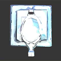 Artistic Sculpture Carving With Ice Blue White Geometric Design And Layered Square Base