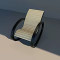 Modern Wooden Leisure Chair With Black Metal Circular Frame And Sleek Design