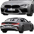 Gray BMW M8 Gran Coupe From Front And Rear Views 3d model