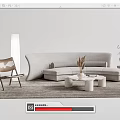 Quiet Sofa Tea Table Combination Sofa Coffee Table 3d model
