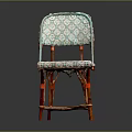 Elegant Geometric Pattern Armchair With Light Blue Fabric And Red Wooden Legs