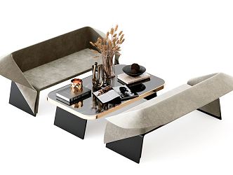 Light Luxury Card Seat Card Seat Sofa Coffee Table Combination 3d model