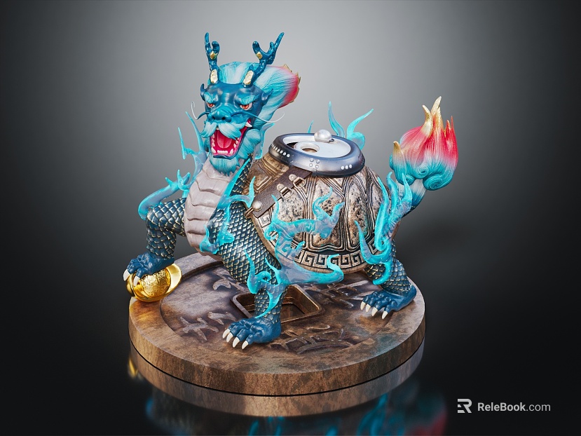 Modern game character dragon turtle green dragon texture