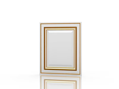 Elegant Modern Double Door With White Panel And Gold Frame Decorative Trim Design 3d model