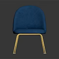 Elegant Blue Velvet Chair With Gold Metal Legs Modern Design