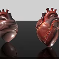 Two Detailed Human Heart Anatomical Models With Vascular Structures And Reflections