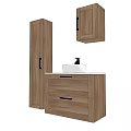 Wooden Bathroom Vanity Set With Tall Cabinet Wall Cabinet And Drawers