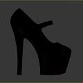 Elegant Black High Heels With Platform Sole And Buckle Strap Design 3d model