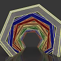 Colorful Modern Geometric Activity Passageway With Arched Multi layered Lines And Reflective Floor