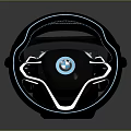 BMW Car Steering Wheel with Illuminated Blue Accents and Multifunctional Control Features