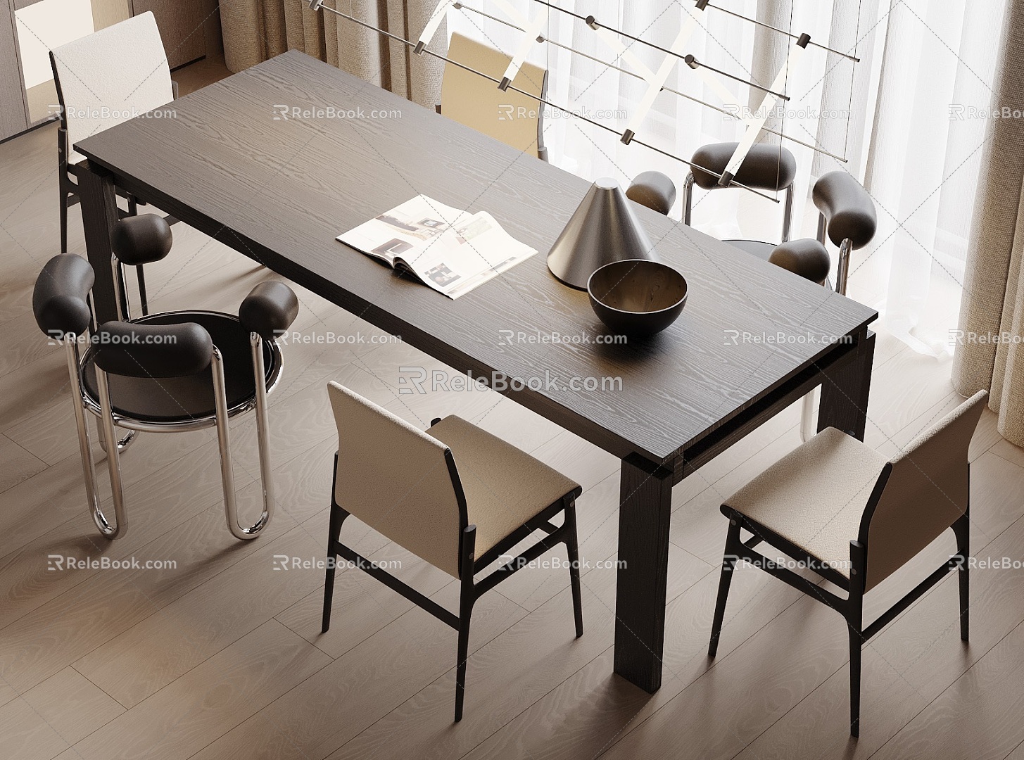 Modern Dining Table and Chair 3d model