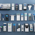 Public Facilities Featuring Various Modern Self Service Kiosks With Touchscreen Displays 3d model