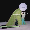 Volvo Golf Ball And Swing Model With Green Grass And Golf Bag