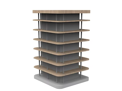 Retail Display Shelf With Multi Tiered Wooden Structure For Merchandise Storage And Exhibition 3d model