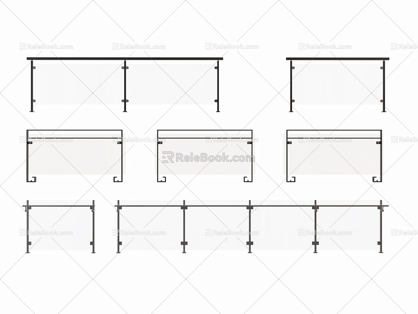 Modern Railing Glass Railing Glass Guardrail Balcony Railing Guardrail 3d model