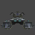 Futuristic Military Tank with Long Cannon Turret and Armored Tracks in Dark Metallic Finish
