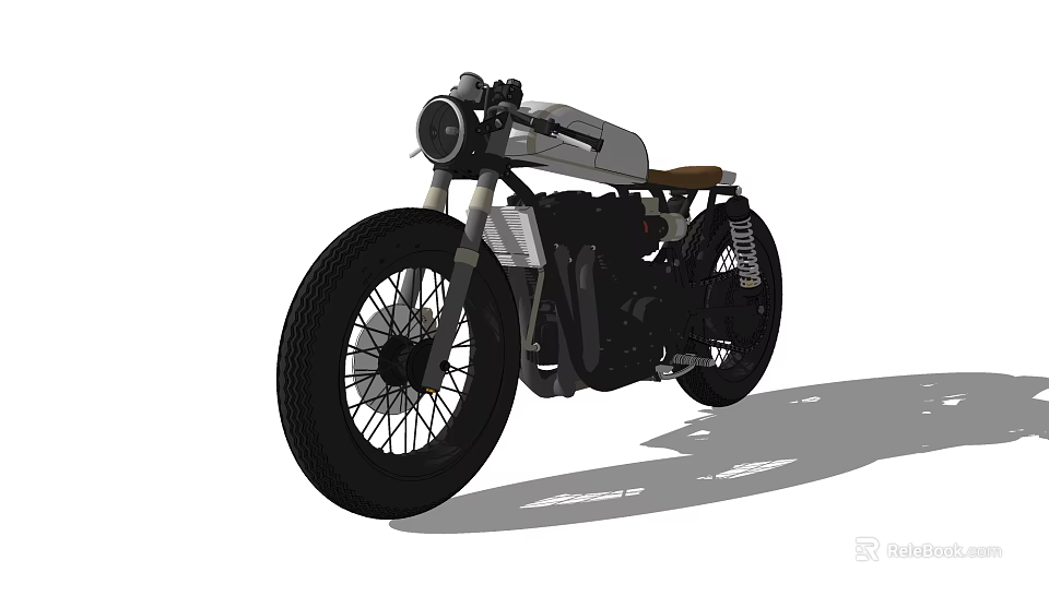 Vintage Motorcycle With Classic Design Black Tires Metal Body And Leather Seat 3d model 