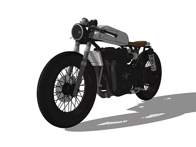 Vintage Motorcycle With Classic Design Black Tires Metal Body And Leather Seat 3d model