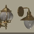 Vintage Gold Metal Wall Lamps With Glass Shades And Decorative Design
