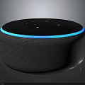 Modern Wireless Smart Speaker With Round Design Top Buttons And Blue Light Ring Fabric Material