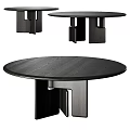 Modern Round Dark Wooden Dining Table With Unique Geometric Leg Design