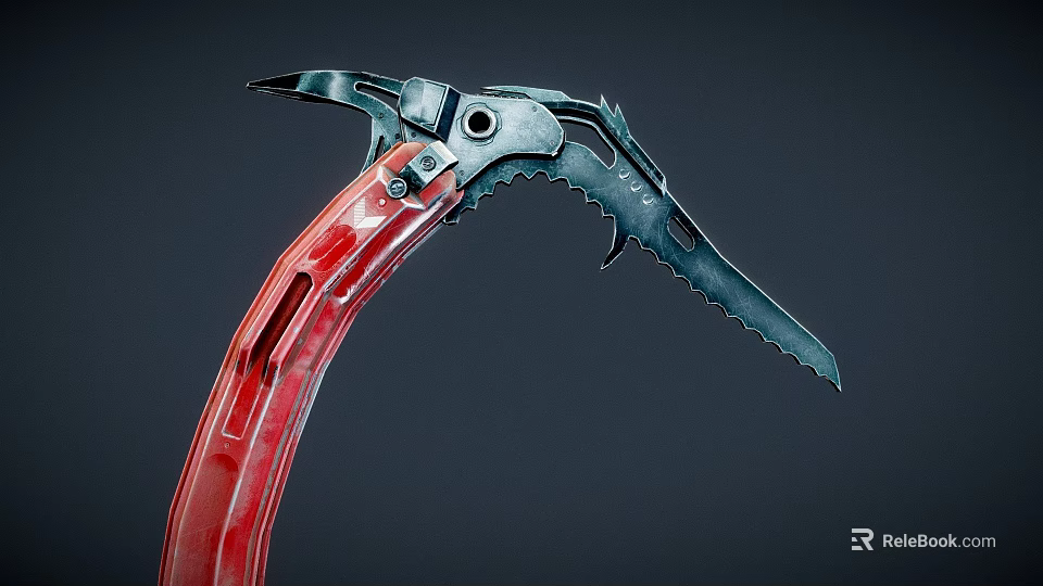 Multifunctional Weapon Tool Knife With Red Handle And Serrated Blade Sturdy Design For Outdoor Use 3d model 