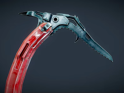 Multifunctional Weapon Tool Knife With Red Handle And Serrated Blade Sturdy Design For Outdoor Use 3d model