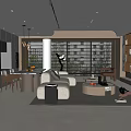 Modern Living And Dining Room Interior With Open Layout Sofa Coffee Table And Dining Chairs 3d model