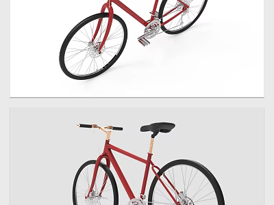 Modern Red Bicycle with Sleek Frame Black Seat and Classic Wheels 3d model