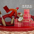 New Year Meichen Gift Box Stacking Ribbon Cosmetic Product Display 3d model