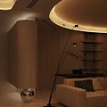 Modern Interior Staircase With Marble Steps Black And White Pattern LED Lighting Wooden Accents