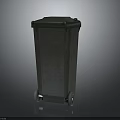 Gray Wheeled Household Trash Can With Lid Durable Plastic For Home Use