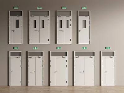 Various Double Doors Designs With Glass Panels And Modern Frames On 3d model