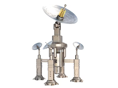 Advanced Mechanical Weapon With Large Disc Structure Multiple Support Columns And Small Auxiliary Disks 3d model