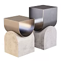 Modern Side Table With Sleek Metal Top And Concrete Base For Living Room Decor