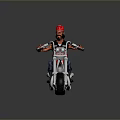 Classic Red Chopper Motorcycle With Red Helmet Rider Riding