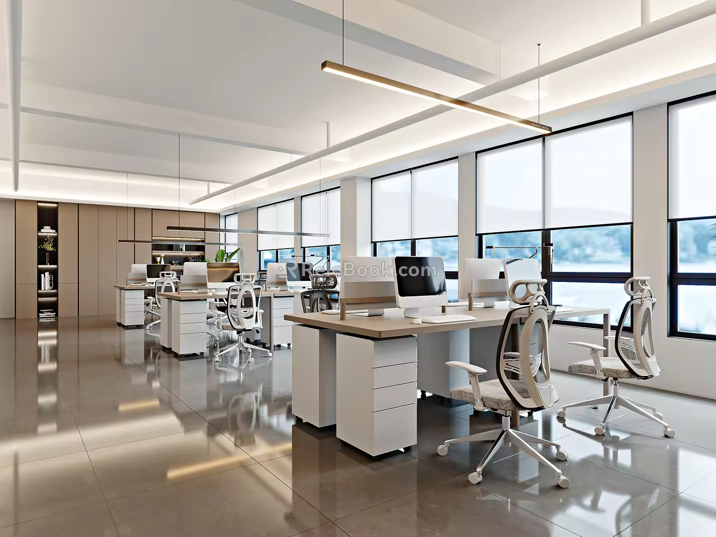 Comprehensive office of modern public office area 3d model