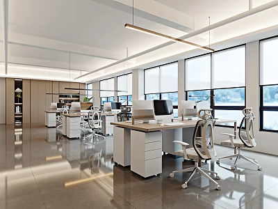 Comprehensive office of modern public office area 3d model