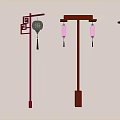Chinese Style Outdoor Furniture With Wooden Lantern Street Lamps And White Tassels
